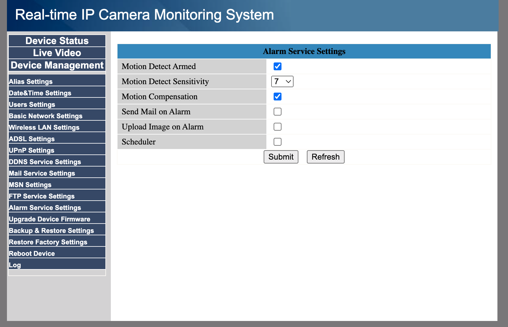 foscam alarm setting